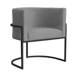 Poltrona Decorativa Luana Base Preta Suede Cores - DS Estofados Poltrona Luana Cinza - 1