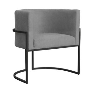 Poltrona Decorativa Luana Base Preta Suede Cores - DS Estofados Poltrona Luana Cinza