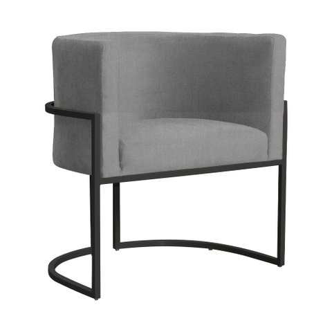 Poltrona Decorativa Luana Base Preta Suede Cores - DS Estofados Poltrona Luana Cinza