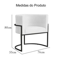 Poltrona Decorativa Luana Base Preta Suede Cores - DS Estofados Poltrona Luana Cinza - 7