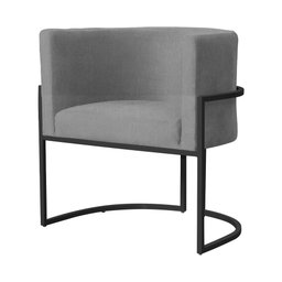 Poltrona Decorativa Luana Base Preta Suede Cores - DS Estofados Poltrona Luana Cinza - 3