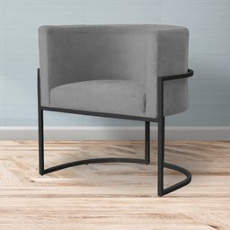 Poltrona Decorativa Luana Base Preta Suede Cores - DS Estofados Poltrona Luana Cinza - 6