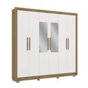 Ver imagem 1 de Guarda Roupa Casal 6 Portas com 3 Gavetas Pés e Espelhos 232cm Cb03m569 Kappesberg - Nogueira/branco