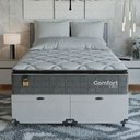 Ver mais imagens de Cama Box Baú Casal Bipartido Colchão Comfort Class Pillowtop Cinza/suede Branco