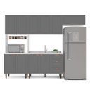 Ver imagem 3 de Cozinha Pérola com 4 Peças Paneleiro/Torre Quente Aéreo 3 Portas Balcão 120 e Basculante Yescasa Cinza/Branco