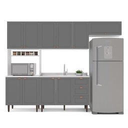 Cozinha Pérola com 4 Peças Paneleiro/torre Quente Aéreo 3 Portas Balcão 120 e Basculante Yescasa - 3