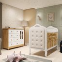 Ver imagem 1 de Quarto de Bebê com Cômoda 1 Porta com Janela e Berço Capitonê 100% MDF Maya Clássico Espresso Móveis Branco/Brilho/Amêndoa