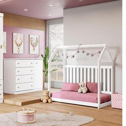 Berço Montessoriano Americano e Cômoda Infantil Mississipi Branco com Colchão Ortobom - Henn - 5 Berço Montessoriano Americano e Cômoda Infantil Mississipi Branco com Colchão Ortobom - Henn - 5