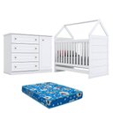 Ver imagem 1 de Berço Montessoriano Americano e Cômoda Infantil Mississipi Branco com Colchão Ortobom - Henn