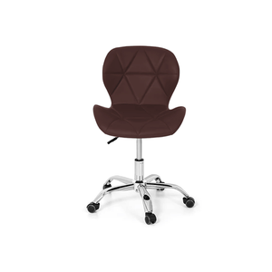 Sc-412-k - Cadeira Decorativa, Assento Estofado Cor Cafe, Base Giratoria Cromada Bering