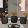 Kit 2 Poltronas Decorativas Redondas 53cm Le Moon M22 PU Preto - Mpozenato - 7