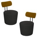 Ver imagem 6 de Kit 2 Poltronas Decorativas Redondas 53cm Le Moon M22 PU Preto - Mpozenato