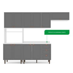 Cozinha Pérola com Tampo 4 Peças Paneleiro/torre Quente Aéreo 3 Portas Balcão 120 e Basculante Yesca - 5