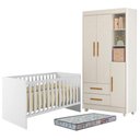 Ver imagem 1 de Berço Nacional Life 2186 com Guarda Roupa Flocos Branco Acetinado Colchão Sleep - Tigus
