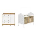 Ver imagem 3 de Quarto de Bebê com Cômoda 1 Porta 4 Gavetas e Berço Capitonê 100% MDF Maya Clássico Espresso Móveis Branco/Brilho/Amêndoa