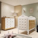 Ver imagem 1 de Quarto de Bebê com Cômoda 1 Porta 4 Gavetas e Berço Capitonê 100% MDF Maya Clássico Espresso Móveis Branco/Brilho/Amêndoa