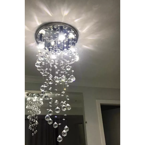 Lustre de Cristal Espiral 70cm Altura Base de 30cm Diâmetros