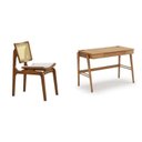 Ver imagem 2 de Conjunto 2 Peças para Escritório com Escrivaninha e Cadeira em Madeira Maciça Champagne