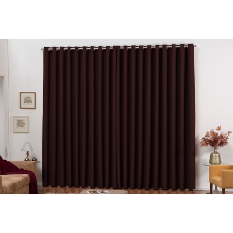 Cortina Blackout Tecido 9,00x2,70 Para Trilho Simples:Marrom-escuro