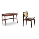 Ver imagem 2 de Conjunto 2 Peças para Escritório com Escrivaninha e Cadeira em Madeira Maciça Castanho