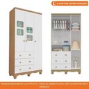 Ver imagem 2 de Guarda Roupa Infantil 3 Portas com Janelas 3 Gavetas Uli New Móveis Peroba Branco Brilho/carvalho