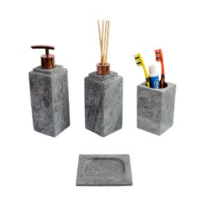 Kit Banheiro Bancada Lavabo Luxo em Pedra Sabão N04 Rosê