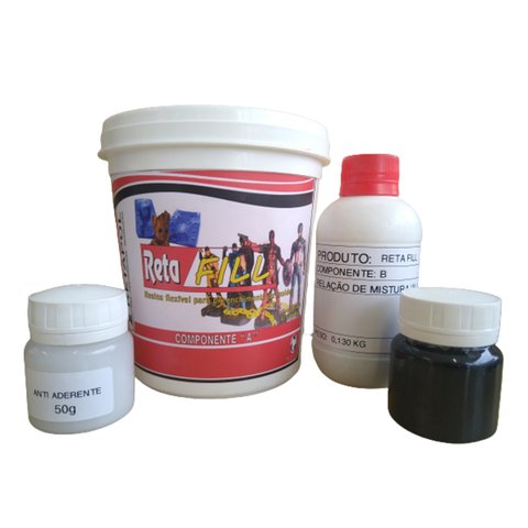 Kit Resina Flexível para Preenchimento de Moldes de Silicone Aço Alumínio Retafill 1kg Retapol Retaf