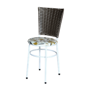 Conjunto 4 Cadeiras Branca para Cozinha Hawai Café com Assento Estampado:floral Orquídea