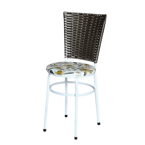 Conjunto 4 Cadeiras Branca para Cozinha Hawai Café com Assento Estampado:floral Orquídea