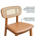 Ver imagem 5 de Kit 2 Banquetas Encosto Tela Assento Estofado Madeira Maciça Caramelo Liz CabeCasa MadeiraOriginals Amarelo/Mel