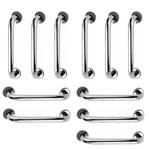 Barra de Apoio Aço Inox 40cm Kit 11 Unidades Corrimao Idoso Cadeirante Banheiro Box Deficiente Acess