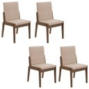 Ver imagem 1 de Conjunto de 4 Cadeiras Sinfonia com Estofado em Linho Carvalho/creme