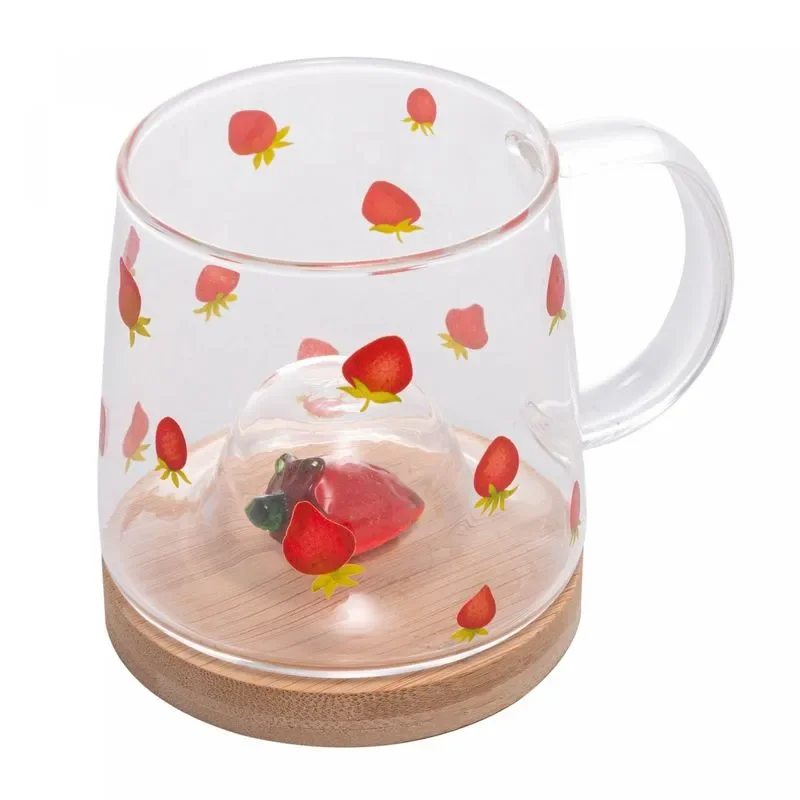 Caneca Morango 330ml Borossilicato C/ Pires Bambu 5707 Lyor - 2