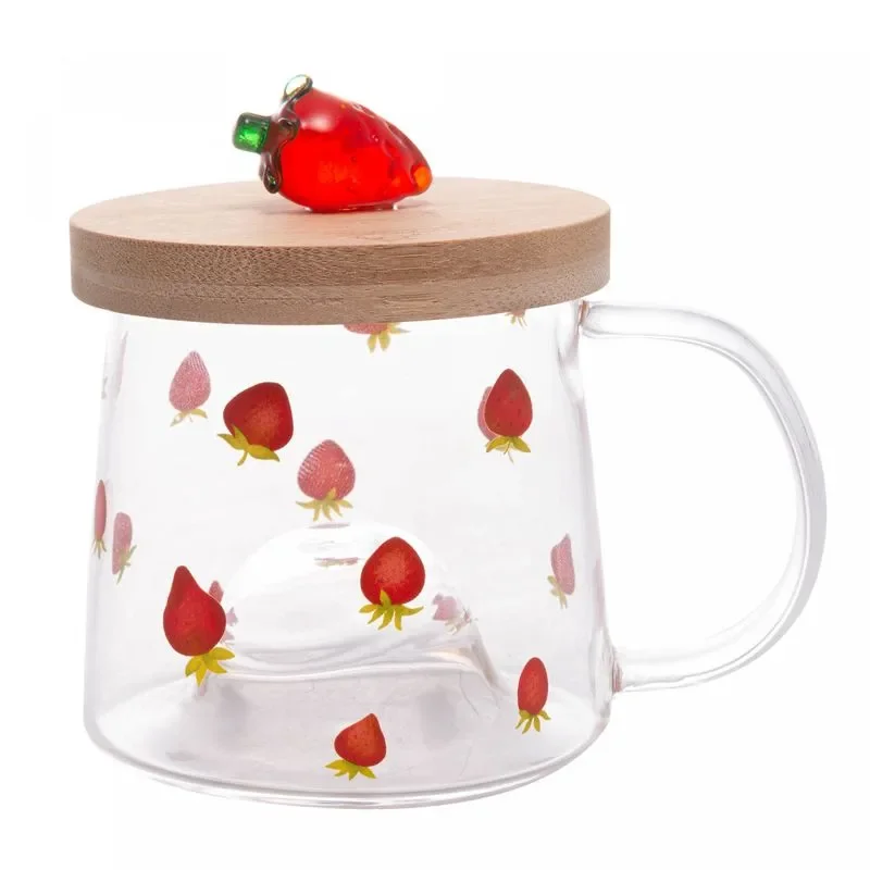 Caneca Morango 330ml Borossilicato C/ Pires Bambu 5707 Lyor - 1