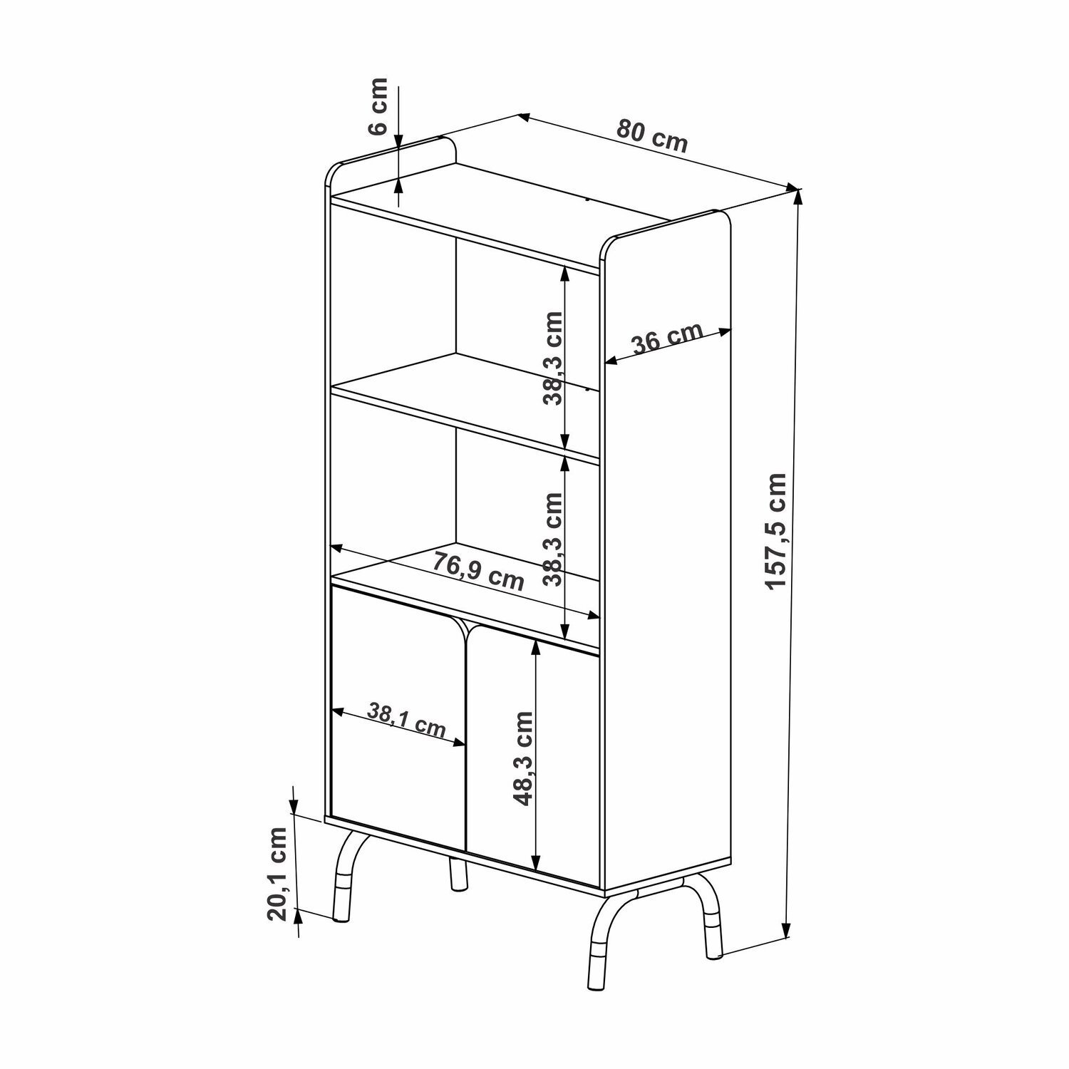 Armário Alto 2 Portas 80cm Home Office Flexus - 4