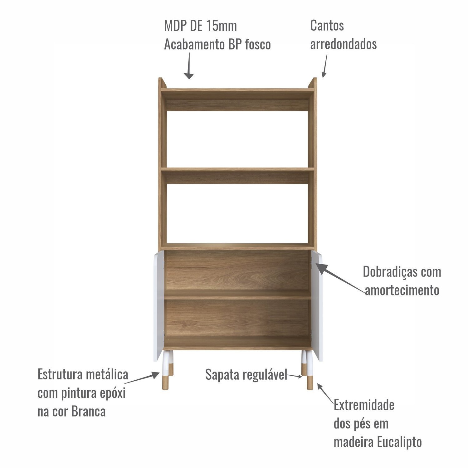 Armário Alto 2 Portas 80cm Home Office Flexus - 6