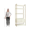 Ver imagem 7 de Armário Multiuso Industrial 2 Gavetas e 5 Prateleiras 202x89cm Branco/Dourado