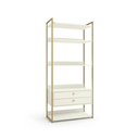 Ver imagem 2 de Armário Multiuso Industrial 2 Gavetas e 5 Prateleiras 202x89cm Branco/Dourado