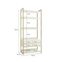 Ver mais imagens de Armário Multiuso Industrial 2 Gavetas e 5 Prateleiras 202x89cm Branco/Dourado
