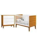 Ver imagem 1 de Jogo de Quarto Infantil Cômoda 3 Gavetas e Berço Classic Branco Savana com Pés Amadeirado Reller