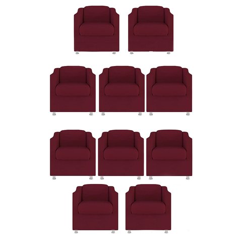 Kit 10 Poltronas Decorativa Tilla Suede Marsala - Twdecora