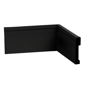 Kit 3 Barras Rodapé de Poliestireno 7cm Altura Barra 2m Cor:preto Frisado