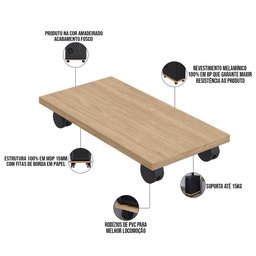 Suporte Para Cpu Com Rodízios Cyber L03 Amadeirado - Lyam Lyam Decor - 4