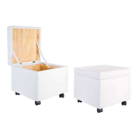 Puff Bau X 40cm Courino com Rodizios Branco
