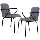 Ver imagem 1 de Kit 02 Cadeiras Estofada para Sala de Jantar com Braço Loft Preto C01 Linho Prata - Lyam Decor