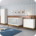 Ver imagem 2 de Quarto de Bebê Guarda Roupa Classic + Cômoda 3 Gavetas Madeira Branco Fosco
