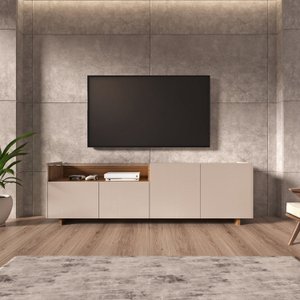 Rack para TV até 50 Polegadas com 4 Portas e Nicho 180cm Fume