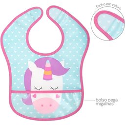 Babador com Bolso Animal Fun Unicórnio Impermeável Blw Buba - 3