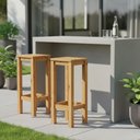 Ver imagem 4 de Kit 2 Banquetas Altas de Madeira Maciça Reforçada Mel sem Estofado