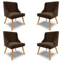 Ver imagem 1 de Kit 4 Cadeiras Decorativas Sala de Jantar Pés Palito de Madeira Firenze Suede Marrom/natural G19